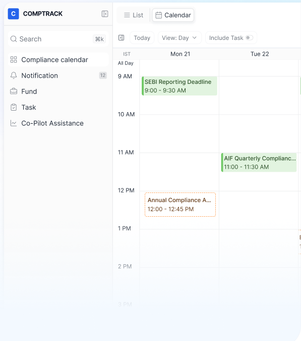 Comptrack compliance calendar preview